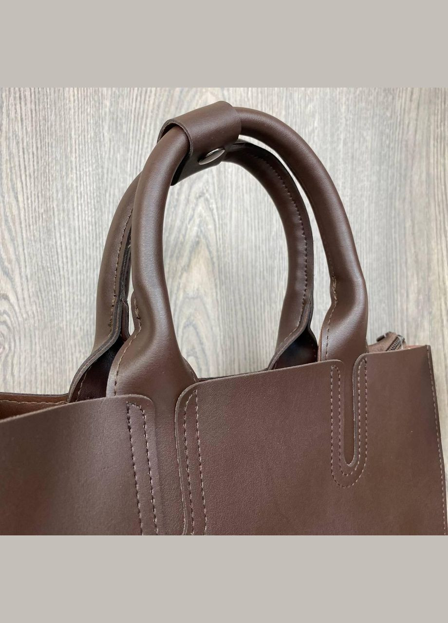 Жіноча сумка замшева через плече з ручками зміїний принт коричнева (sku_817КН) No Brand (330575665)