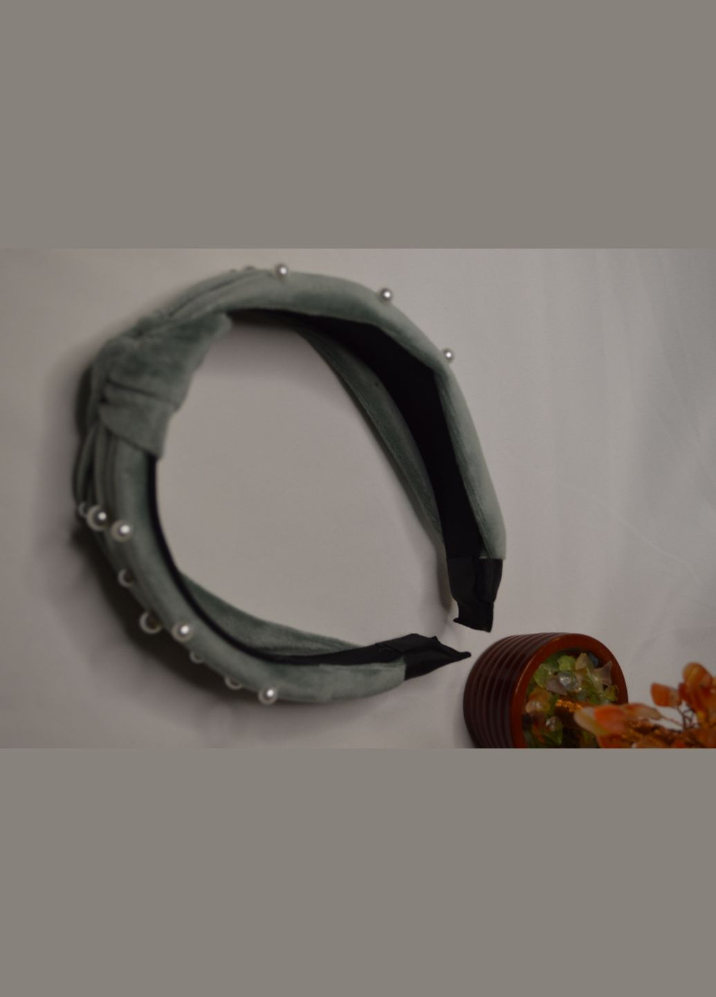 Женский обруч чалма ободок для волос материал бархат декор жемчужины Hand Made (330619163)