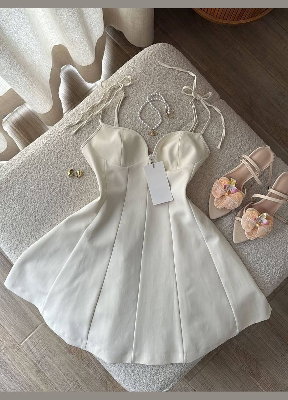 Молочна святковий жіноча сукня FINO Mode однотонна