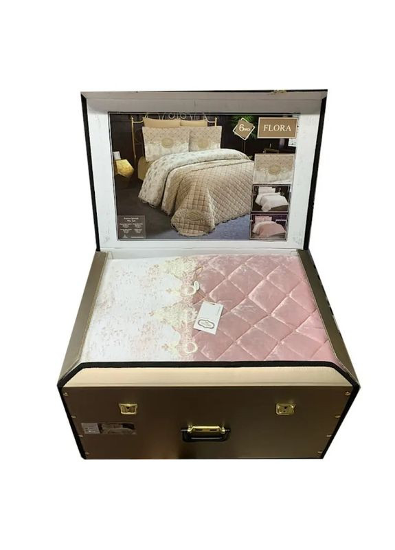 Покрывало Flora с простынью и наволочками (6 предметов) Pudra Евро Naturel (348433608)