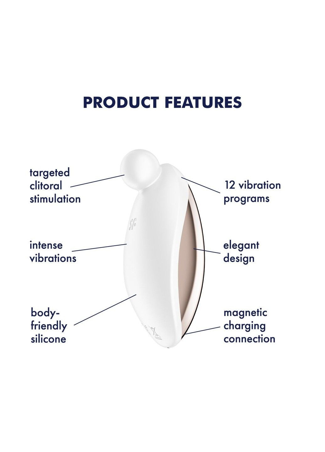 Вибратор для наружной стимуляции Spot On 2 White, очень мощный, гибкий отросток Satisfyer (322740425)