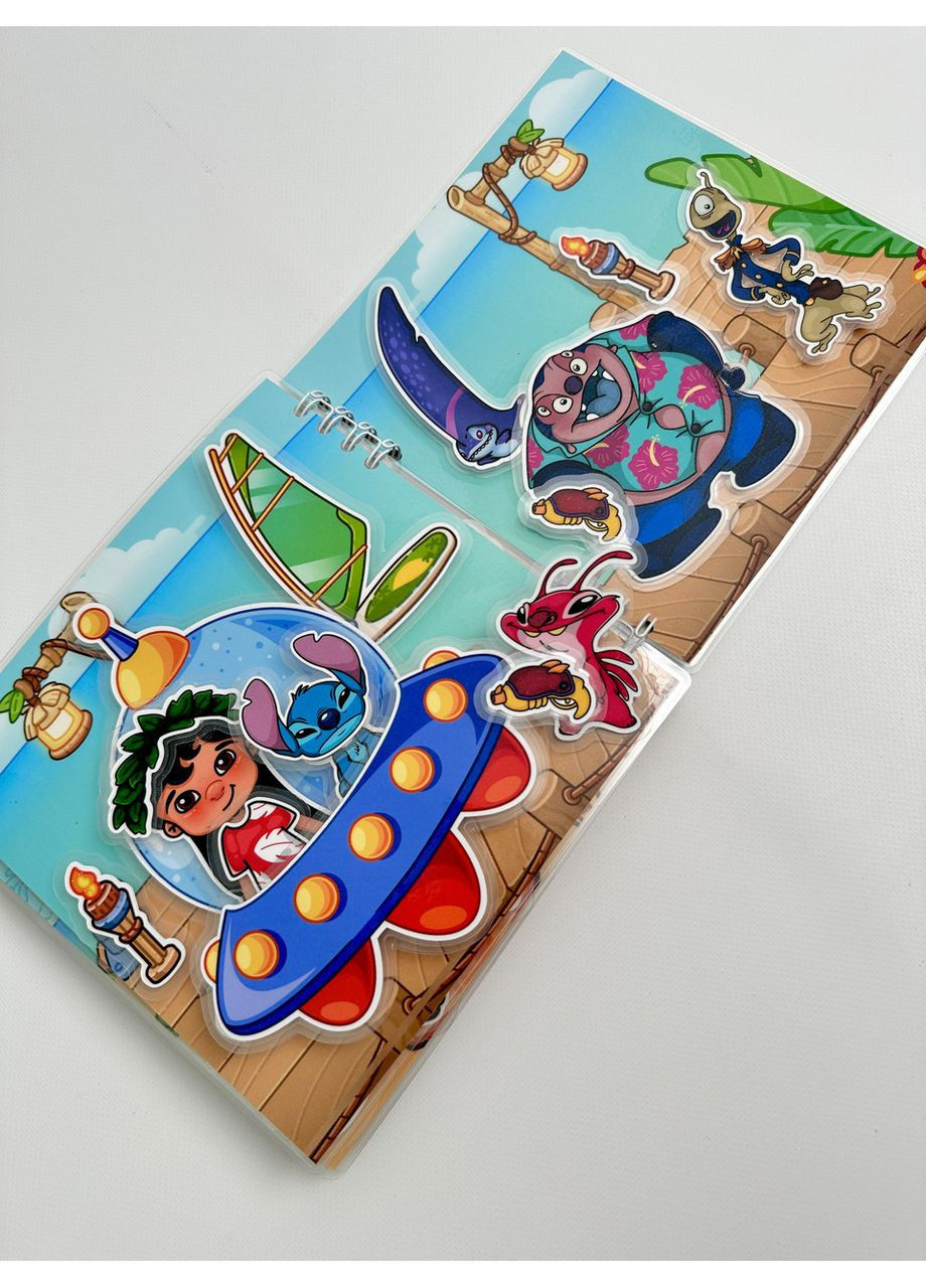 Подарунковий набір “Ліло і Стіч” для дітей – книжка на липучках + розмальовка, дитяча розвиваюча гра. No Brand (370952813)