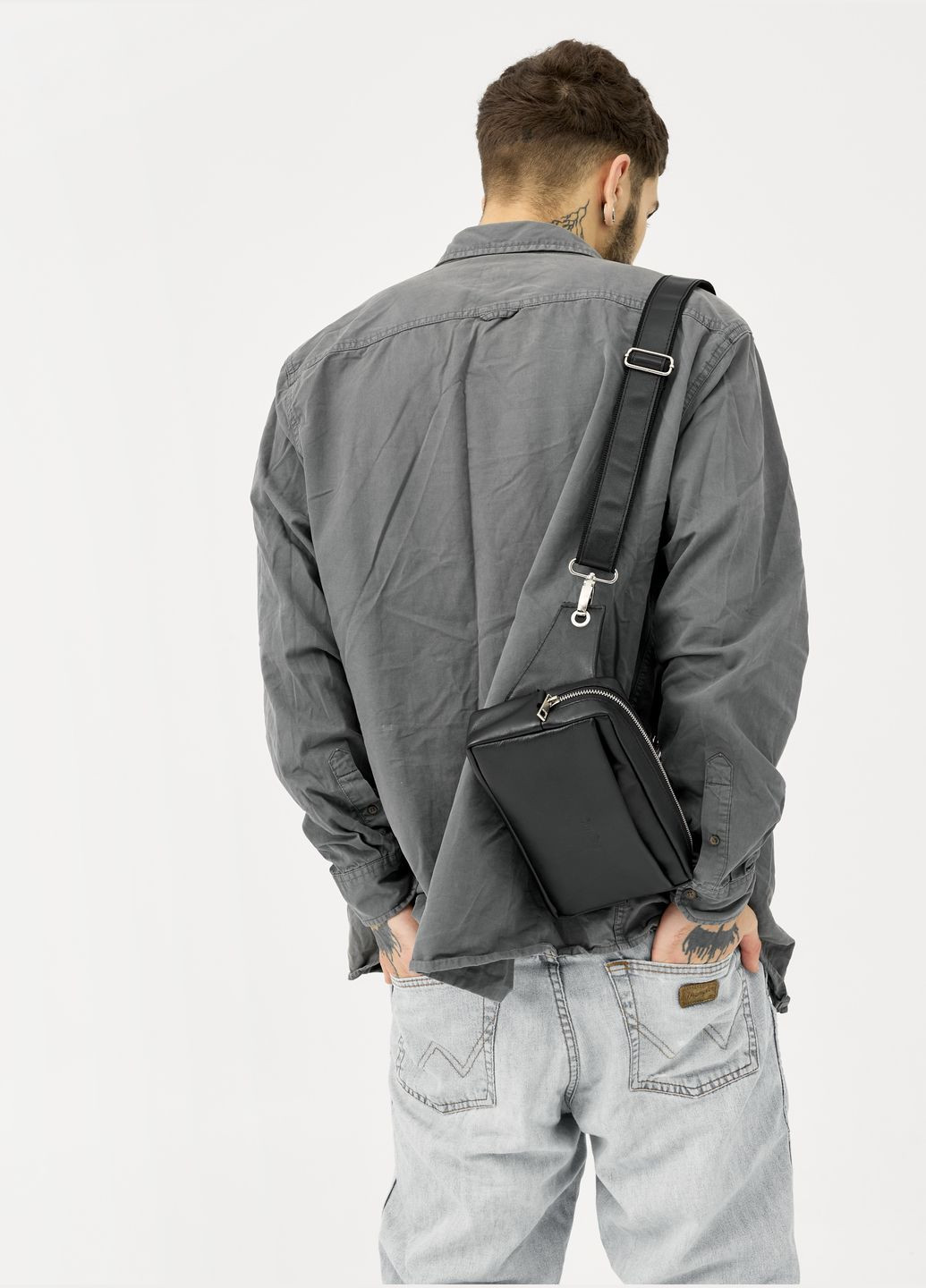 Сумка шкіряна бананка Harvi чорна Sambag (326801670)