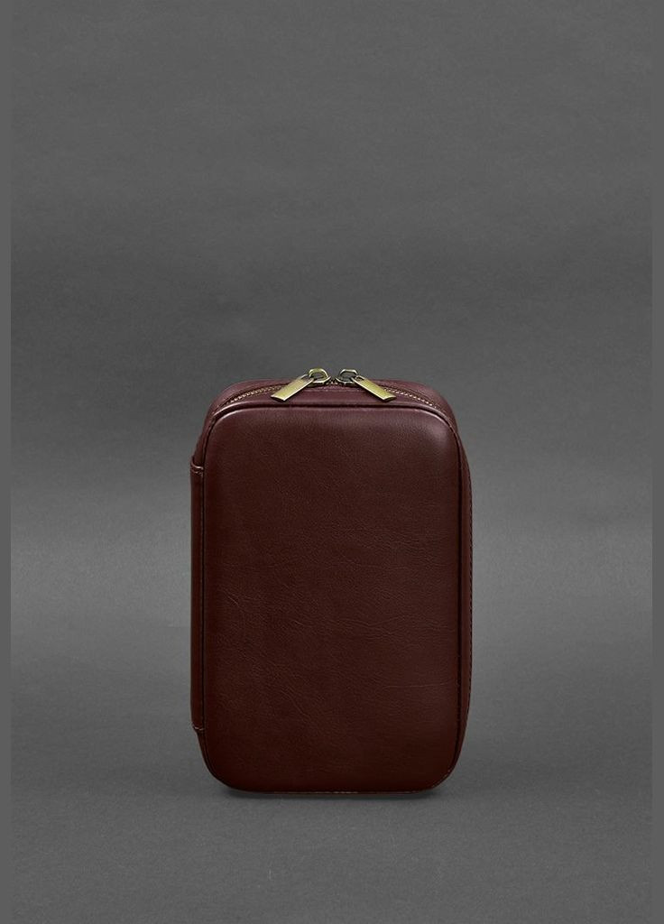Кожаный дорожный органайзер для проводов, косметичка-несессер 7.0 бордовый краст (A-027771) BlankNote (329743046)