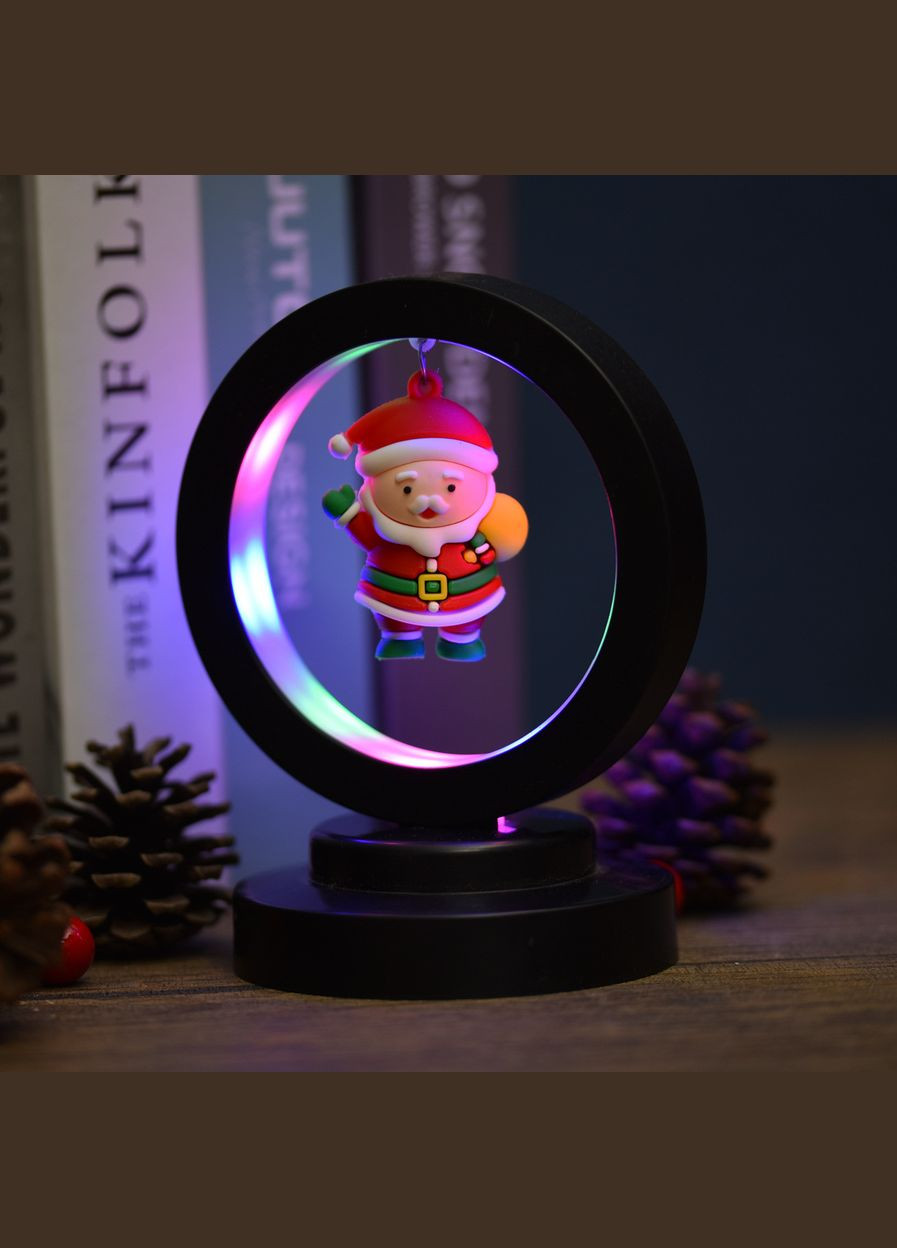 Світильник з Сантою в кільці з підсвічуванням | Новорічний LED декор No Brand (346440121)