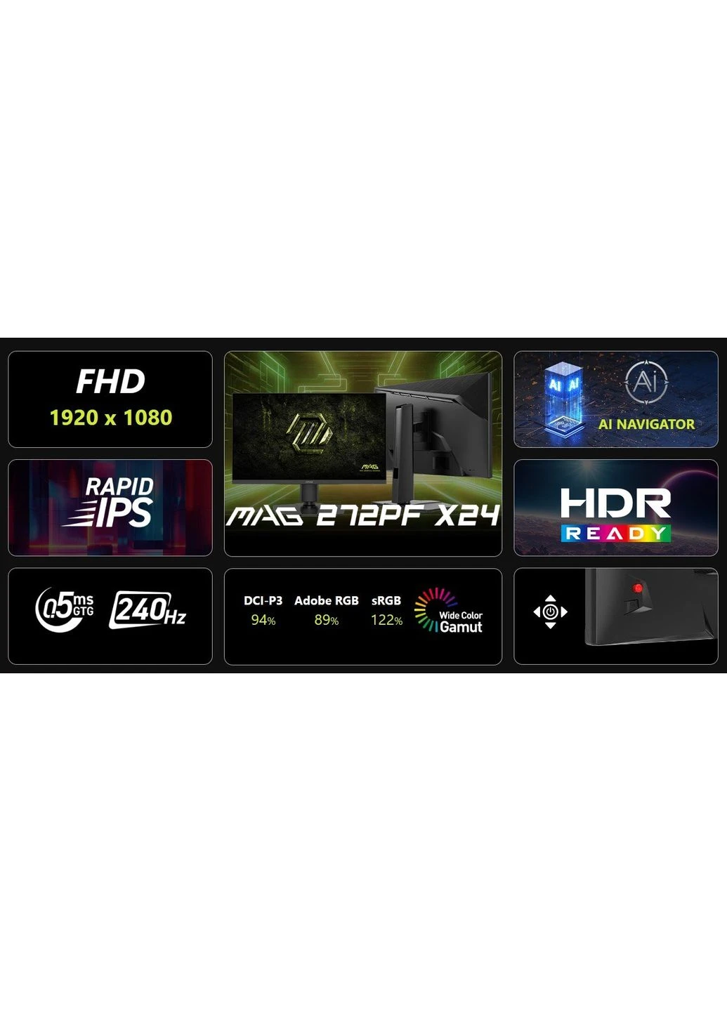 Монітор 27' MAG 272PF X24 IPS Black 240Hz MSI (381864271)