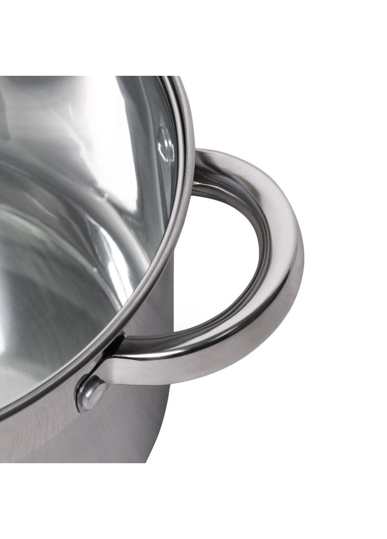 Каструля з кришкою 5.8 л з нержавіючої сталі і порожнистими ручками для індукції і газу KM-5624S Kamille (371898442)