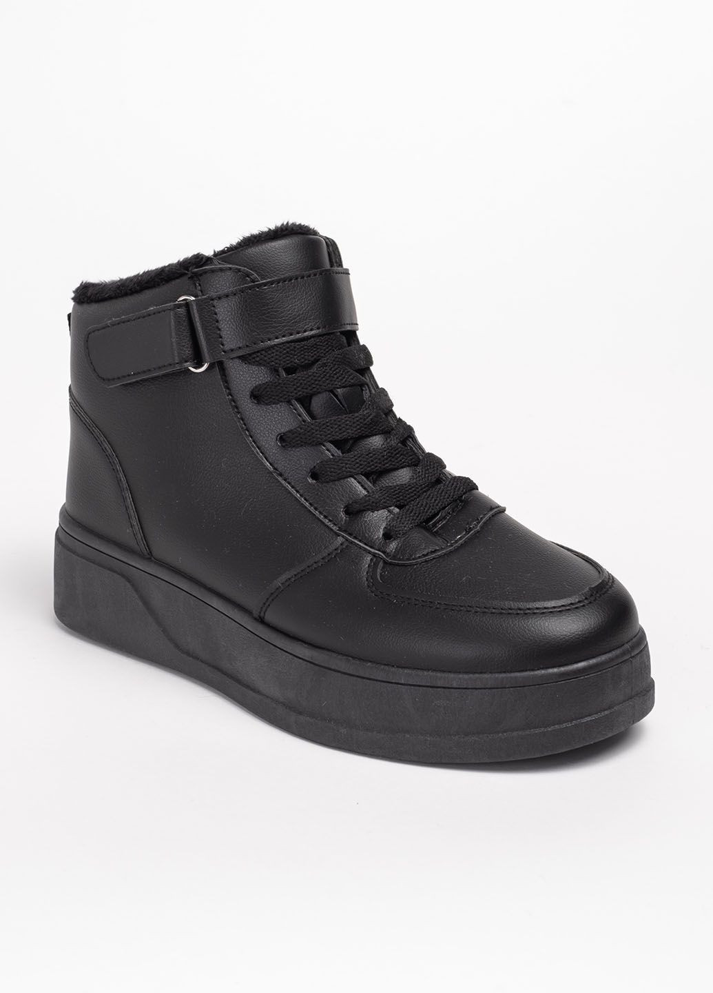 Чорні кеди жіночі qt16-1 чорні зимові високі 342064 Power