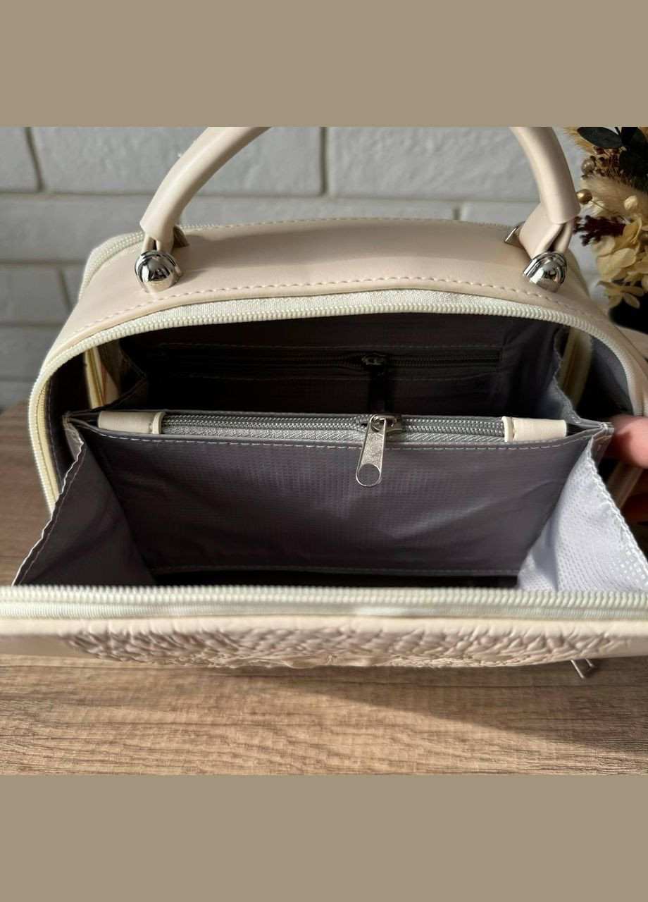 Міні сумочка клатч каркасна екошкіра з відділеннями рептилія чорна (sku_760Н) No Brand (330576197)