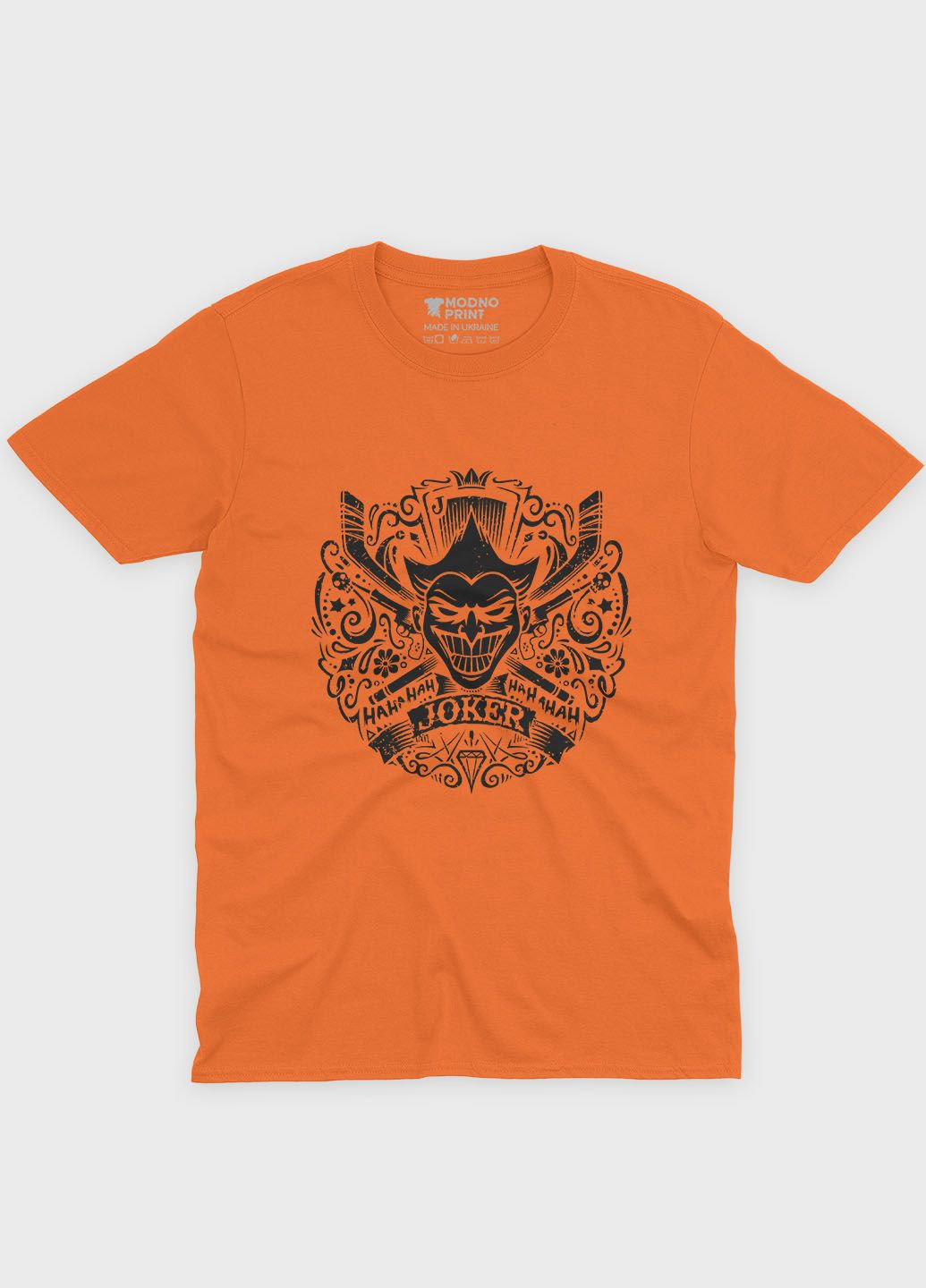 Помаранчева демісезонна футболка для хлопчика з принтом суперзлодія - джокер (ts001-1-ora-006-005-025-b) Modno