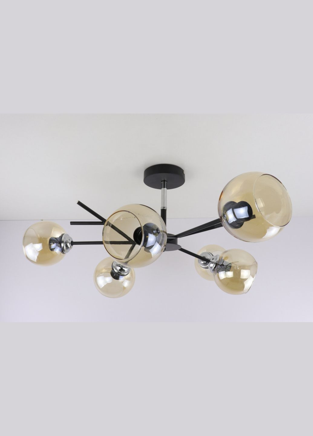 Люстра стельова на 6 лампочок 25020 Чорний 34х70х70 см. Sunnysky (364499733)