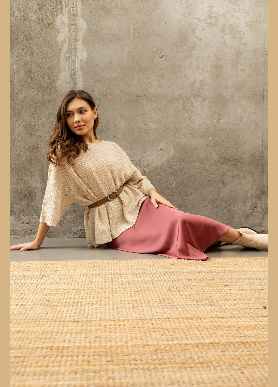 Розовая шелковая юбка миди Seventeen