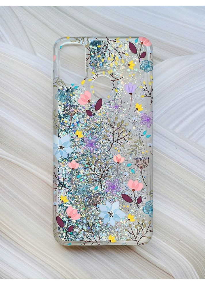 Чехол с плавающими блестками для Samsung Galaxy M30s/M21 Цветочный фон (принт 267) CASE CONTROL (360678874)