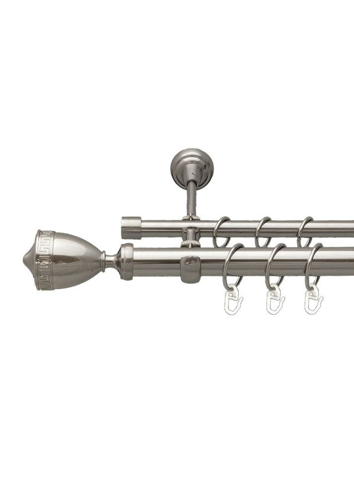 Карниз Афина металлический двухрядный открытый гладкая труба Нержавеющая сталь 25\16 мм 200 см (7075292) ORVIT (300797493)