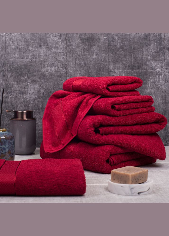 Рушник махровий САТИН 40*70 см для рук та обличчя Aisha бордовий
