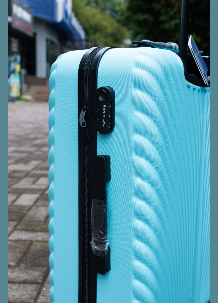 Валіза пластикова великий L, колір блакитний Wings 120 (324072216)