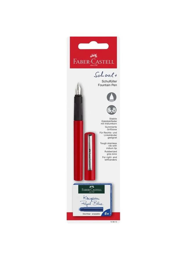 Ручка перова червоний колір корпусу, сині чорнила, FaberCastell 149812 Faber-Castell (280941527)