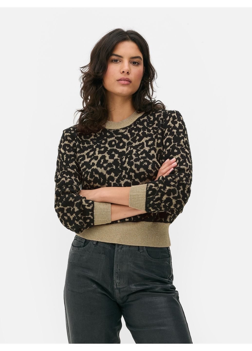 Бежевый джемпер демисезон,бежевый в черные узоры, Primark