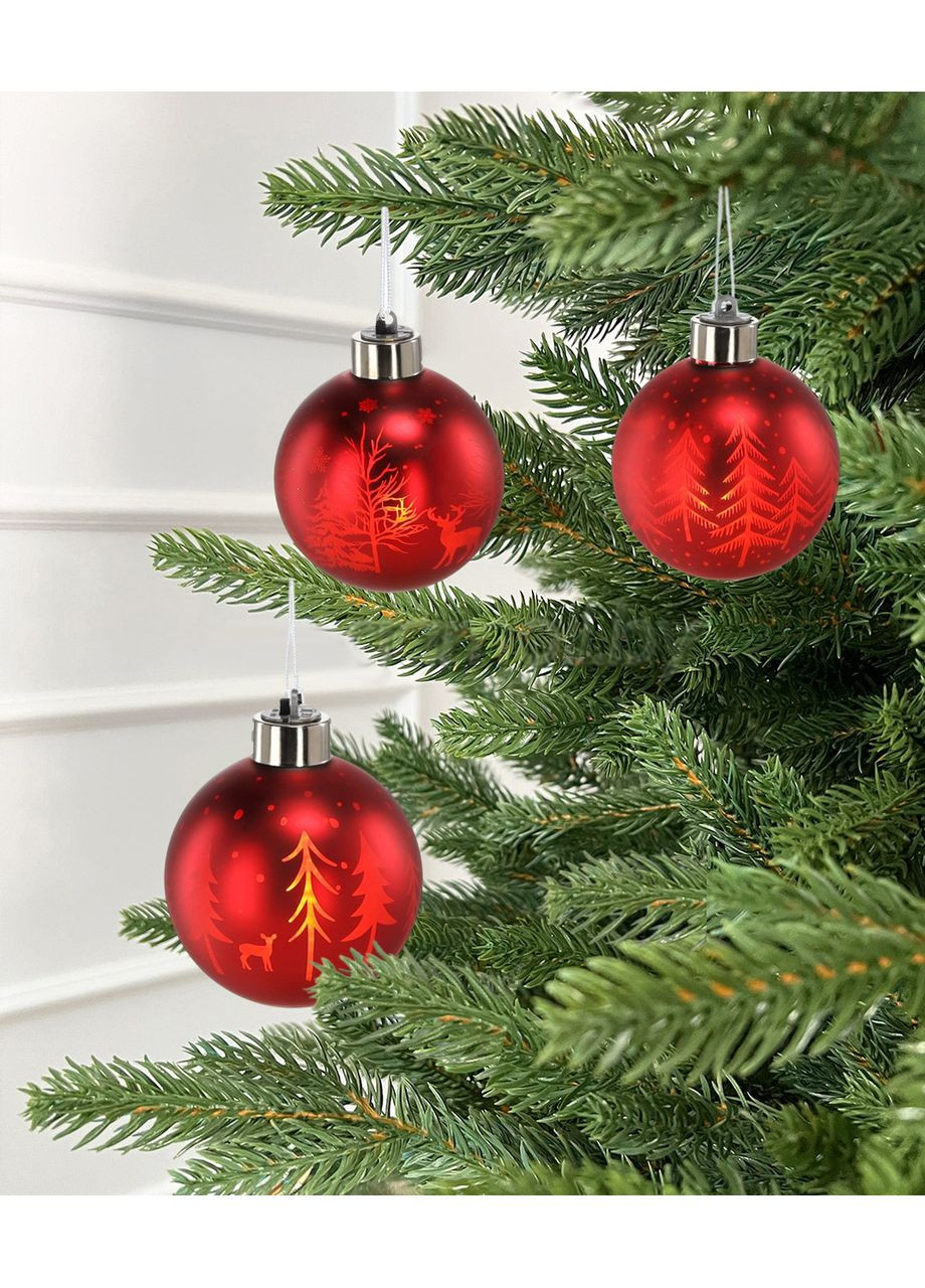 Елочный стеклянный шарик с LED подсветкой 8 см, снежинки Chomik (367114055)