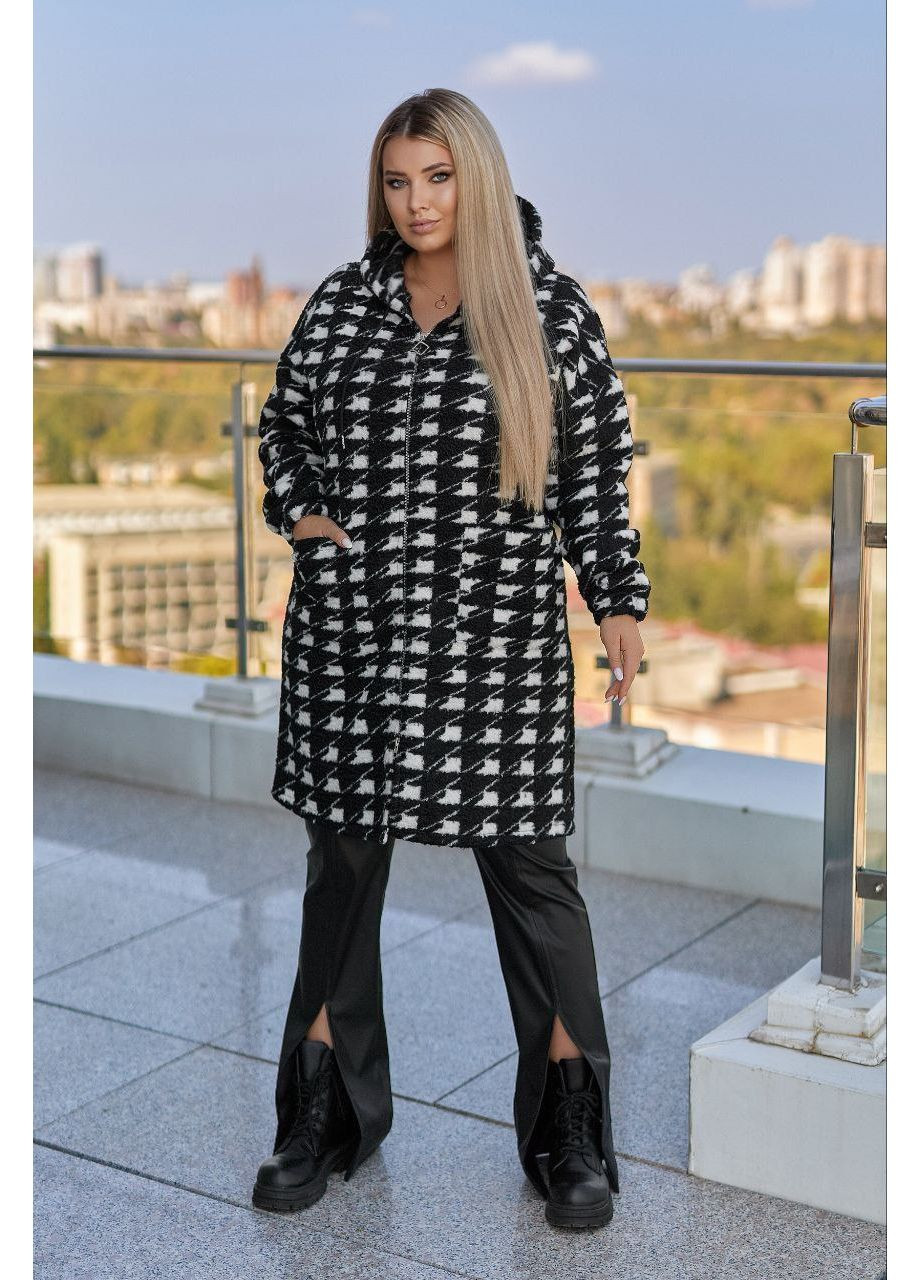 Білий демісезонне Пальто Тедді-Каракуль з капюшоном та кишенями Україна