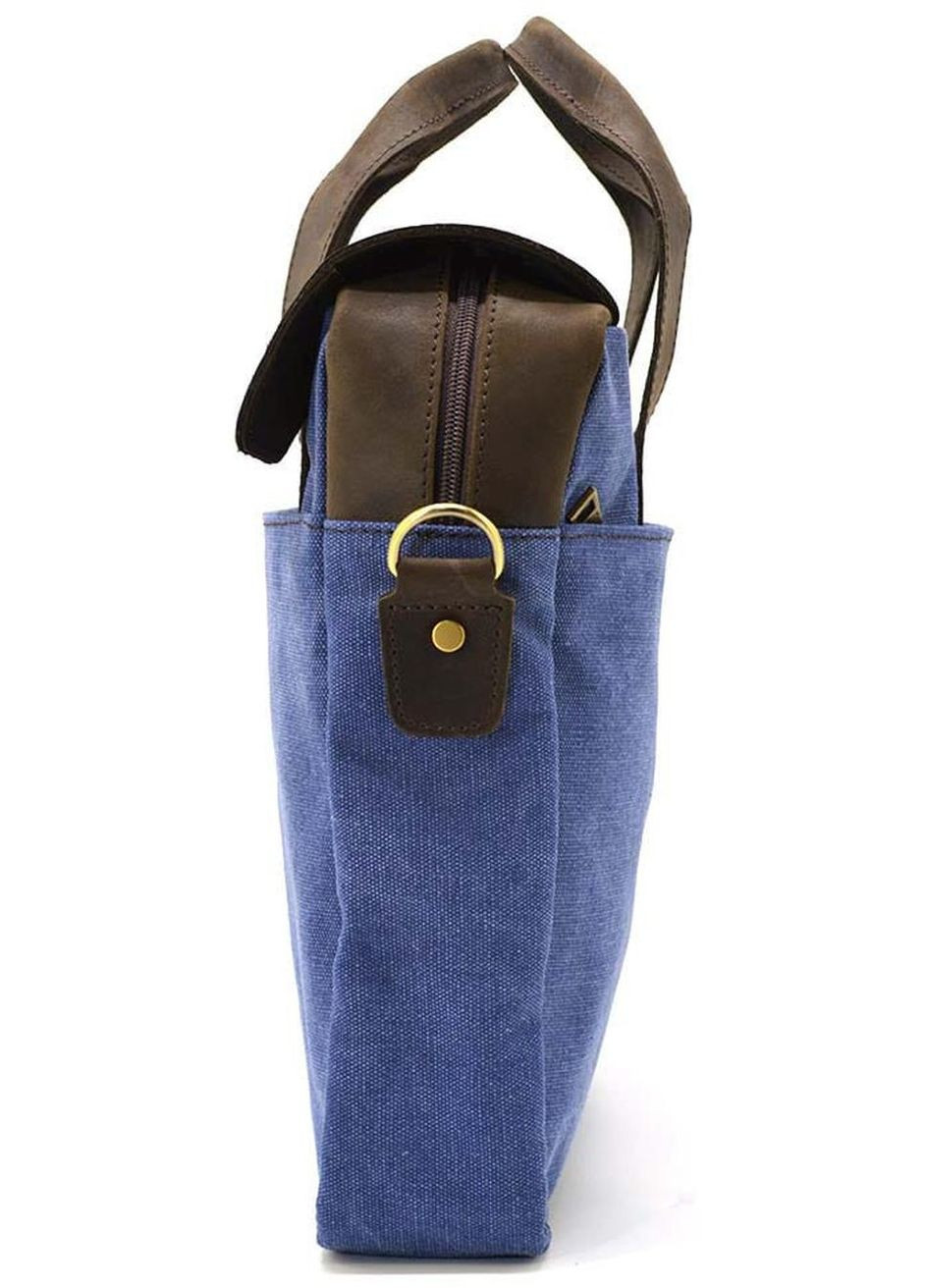 Сумка портфель через плечо для мужчин из текстиля и натуральной кожи для документов А4 для ноутбука Синий 40580 TARWA (361401026)