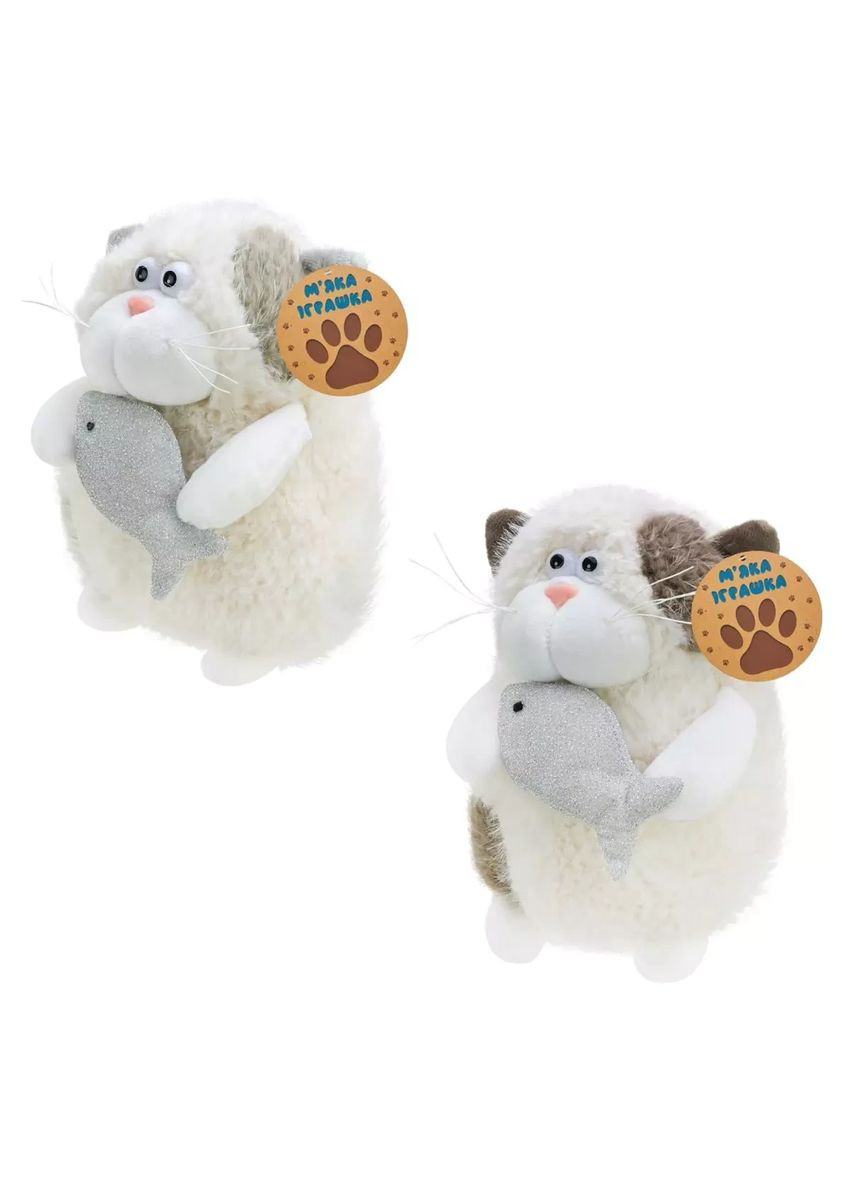 М'яка іграшка кіт з рибкою 20 см C6302 в асортименті 2 кольори No Brand (362423661)