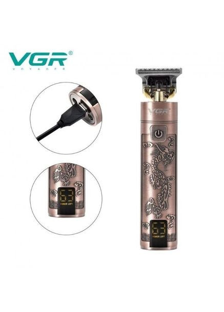 Машинка триммер для стрижения волос бороды профессиональный аккумуляторный с дисплеем 5 W (V076) Gold VGR (312486094)