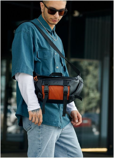 Большая мужская поясная сумка бананка DynamicDart черно-оранжевая (R-80411129m-VS) Sambag (302450444)