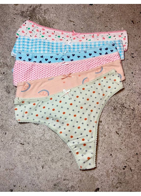Набір жіночих трусів «Фруктовий мікс» — 7 шт з принтами UOKIN Стрінги (370368955)