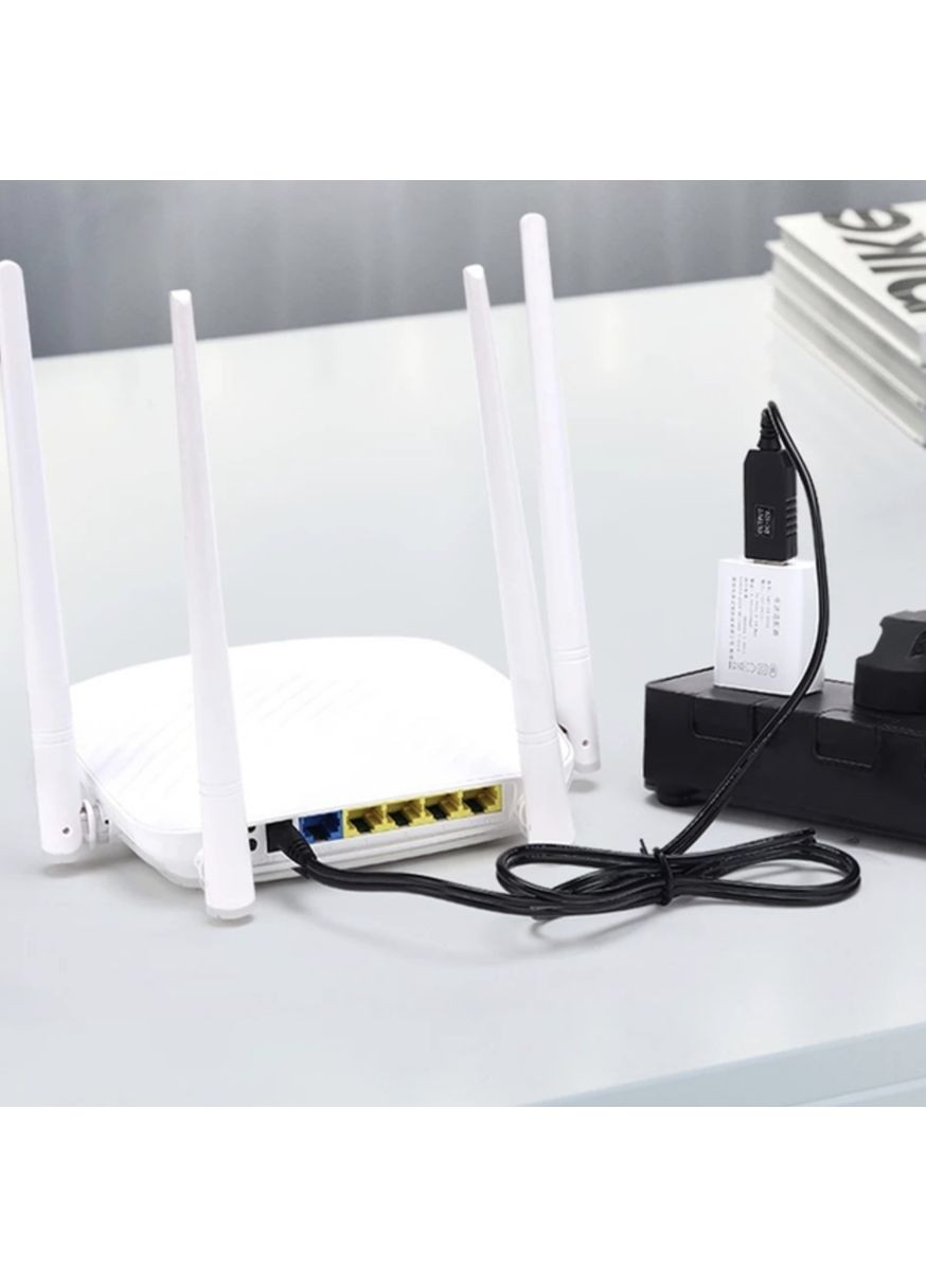 Кабель для роутера USB DC живлення від Power Bank із трансформатором 9V з перехідником 5.5 - 3.5 мм Чорний Fonken (360898246)