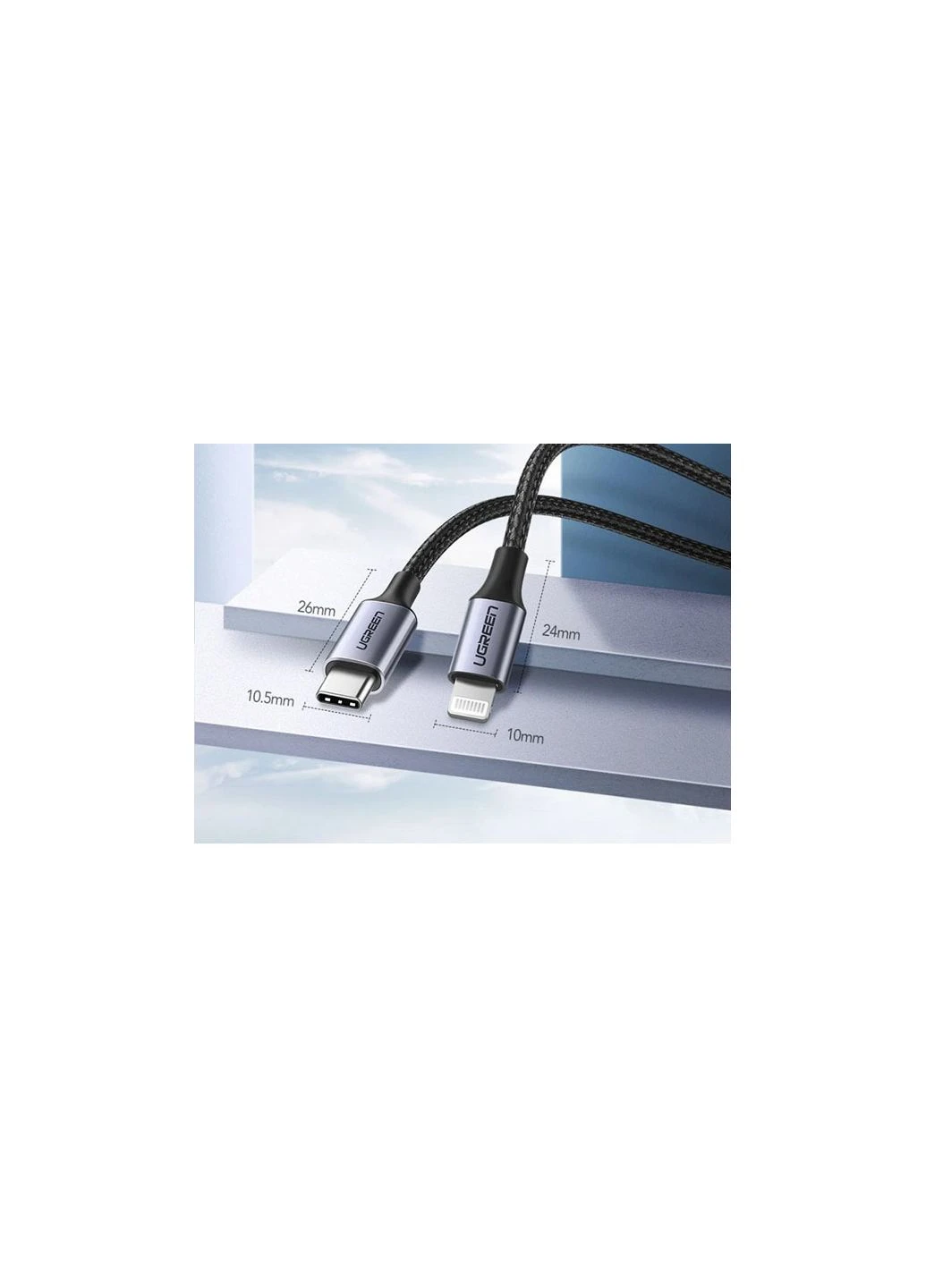 Кабель USB-C to Lightning MM Cable Aluminum Shell Braided 2m ( ) (UGR-60761) Ugreen US304 (376310226)