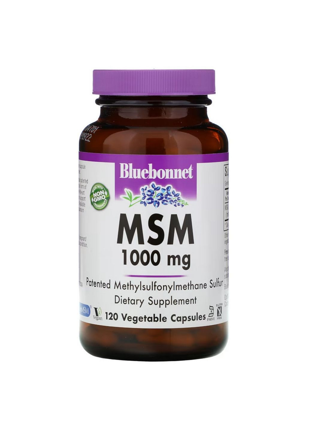 Препарат для суглобів та зв'язок MSM 1000 mg, 120 вегакапсул Bluebonnet Nutrition (293340066)