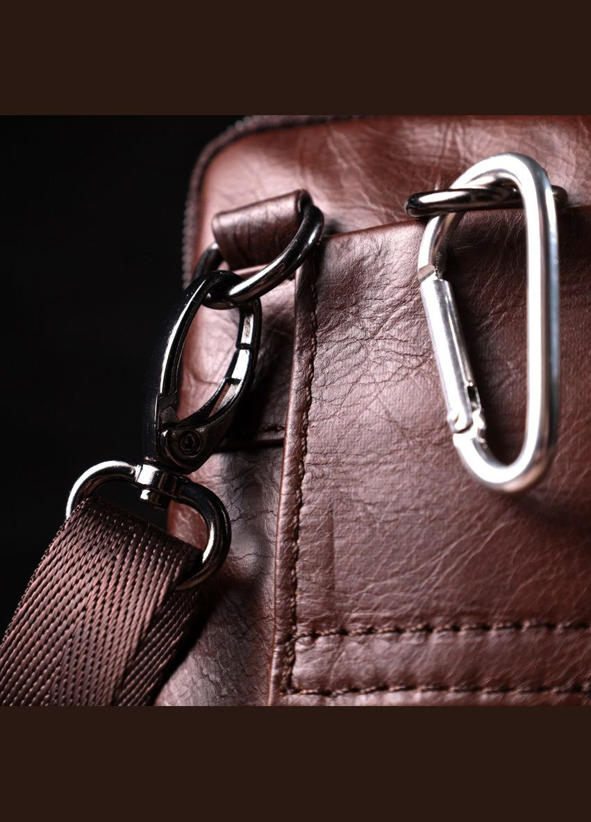 Відмінна чоловіча сумка на пояс із натуральної шкіри коричневий 22564 Vintage (329196650)