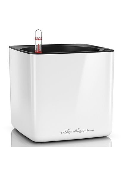 Кашпо Cube Glossy 16 белый блестящий 13520 Lechuza (316614716)