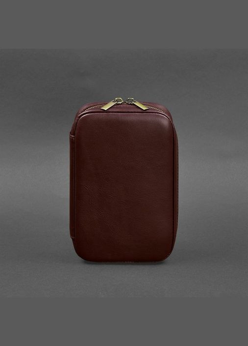 Кожаный дорожный органайзер для проводов, косметичка-несессер 7.0 бордовый краст (A-027771) BlankNote (329743046)