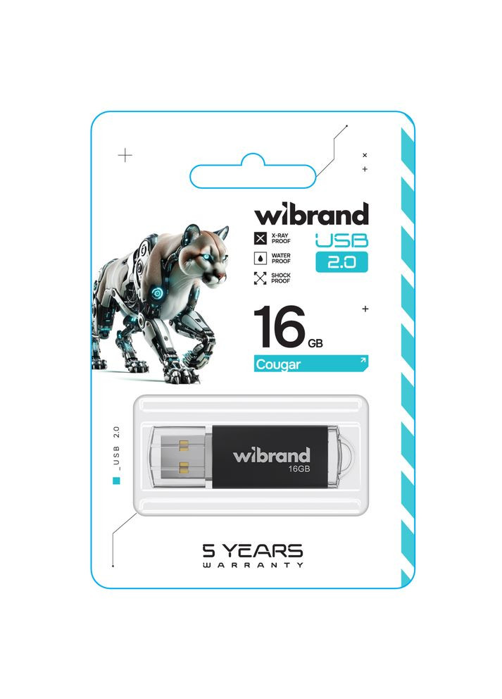 Флеш-накопичувач USB 2.0 16Gb Black (WI2.0/CU16P1B) Wibrand Cougar (357475922)