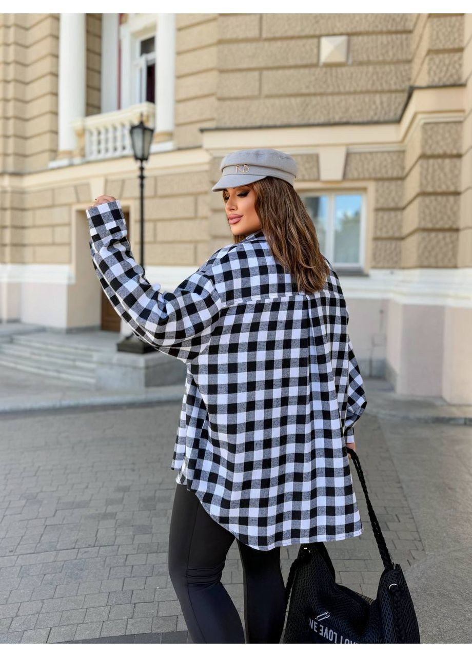 Жіноча сорочка oversize у клітинку з турецької фланелі, plus size — ЗАМІРИ В ОПИСІ DK/DL Мода без кордонів (379407908)