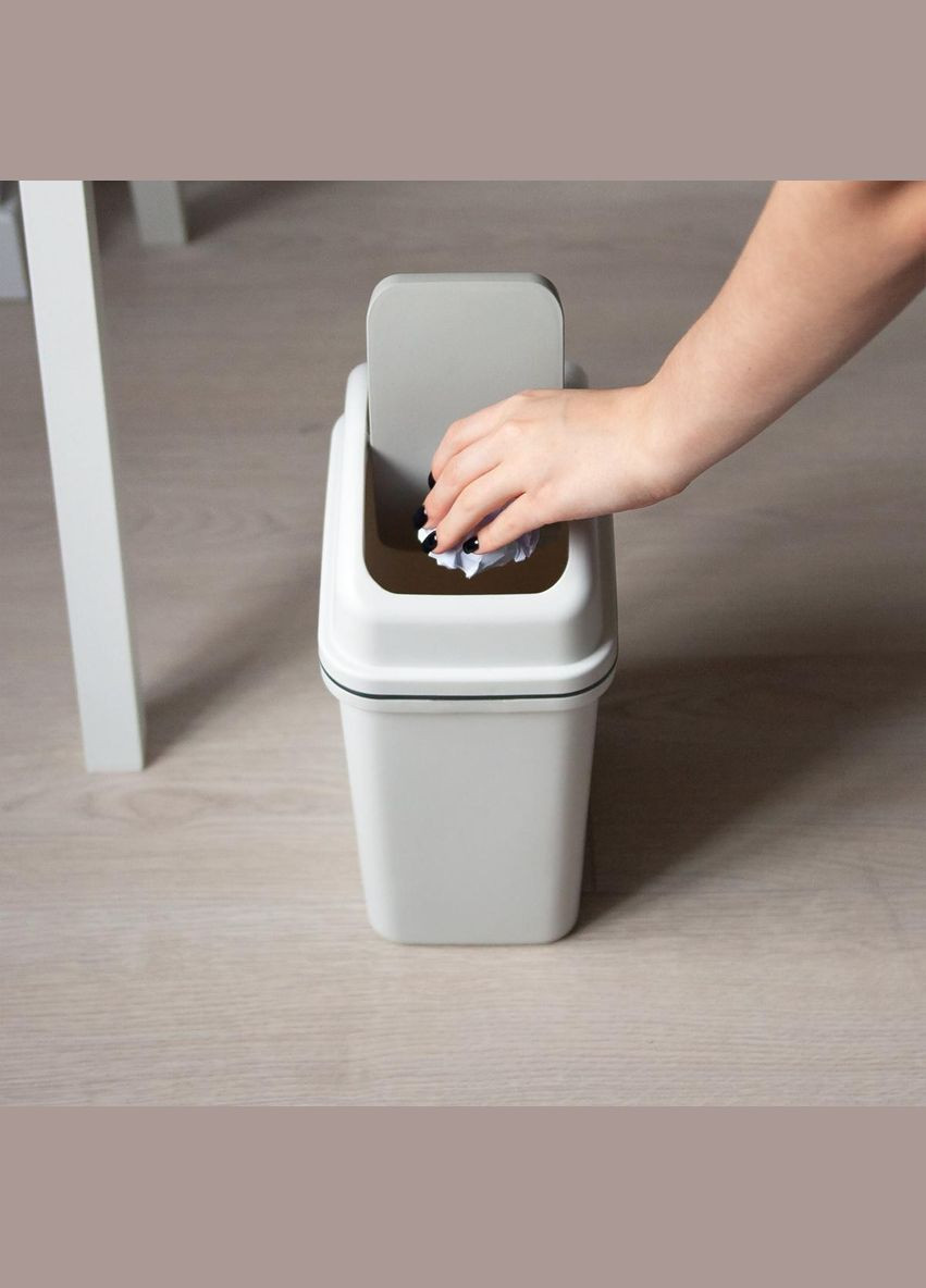 Відро для сміття з кришкою BIN-12 6L GRAY MVM (317254076)