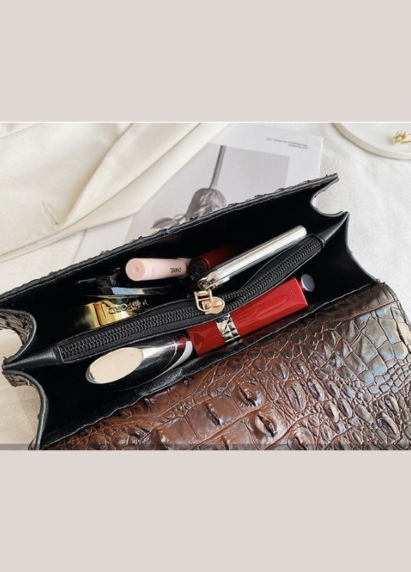 Женская мини сумочка клатч на цепочке из экокожи под рептилию черная (sku_1080) No Brand (330575599)