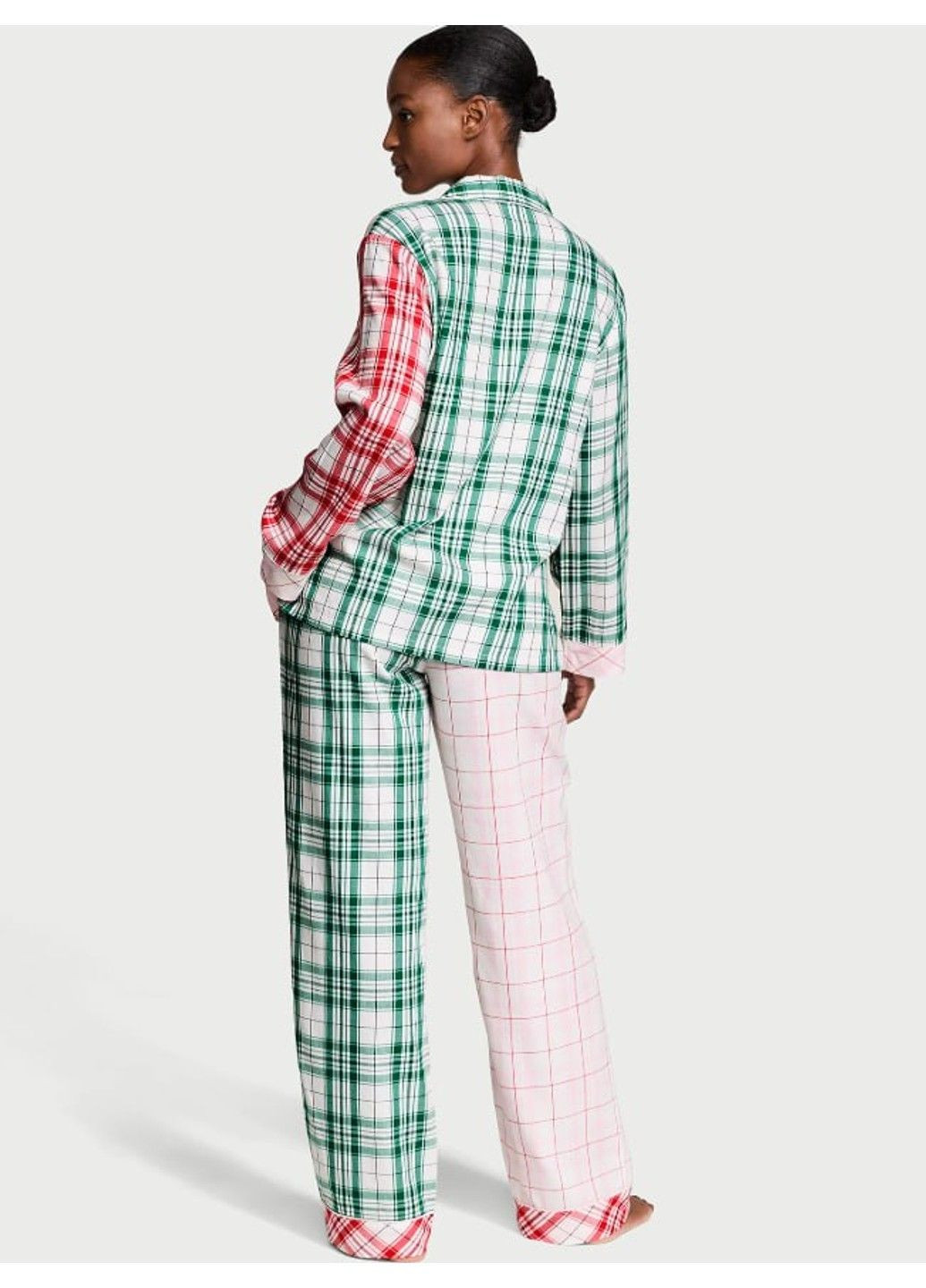 Розовая всесезон фланелевая пижама flannel long pajama set Victoria's Secret