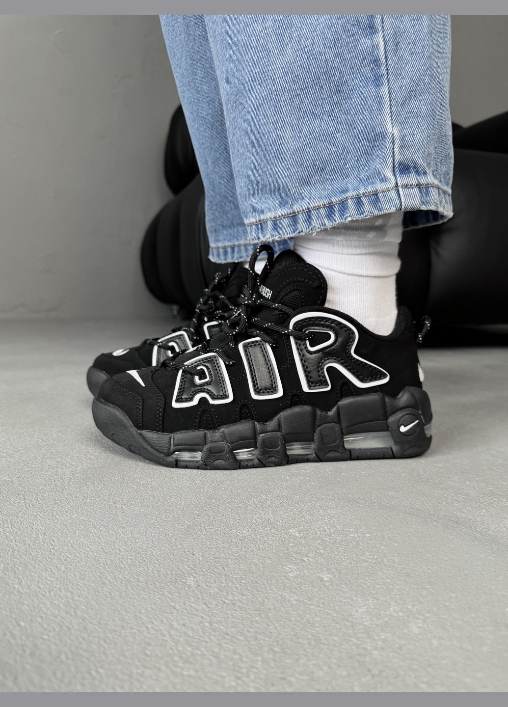 Кроссовки женские и мужские Nike Air More Uptempo black | Найк аир мор уптемпо черные No Brand чёрные демисезоны (316091081)