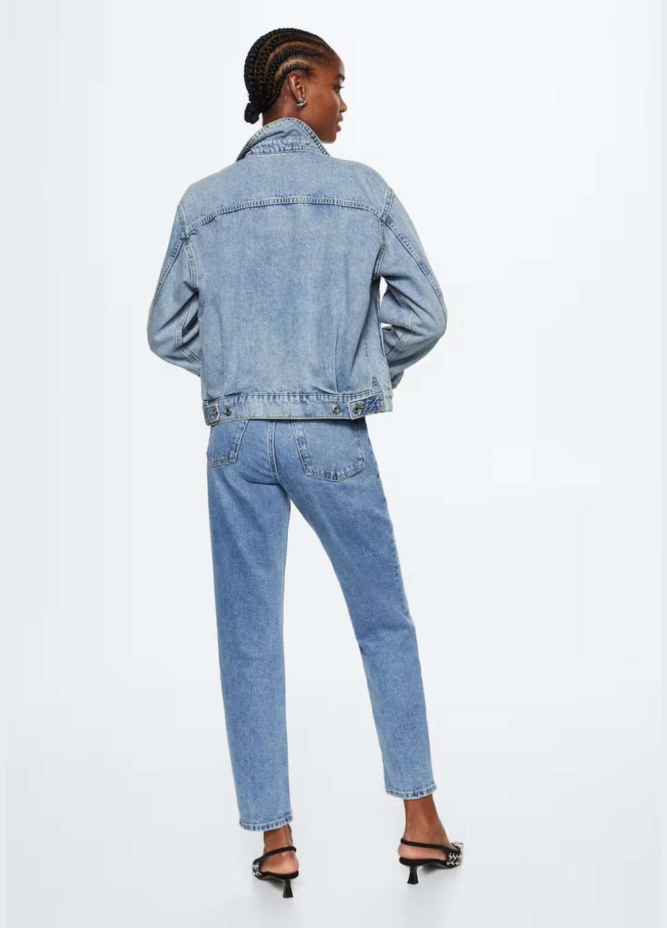 Голубая летняя джинсовый жакет с карманами Mango