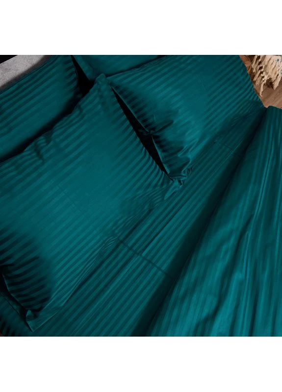 Комплект постільної білизни Satin Stripe євро 200х220 наволочки 2х70х70 (MS-820012962) Moon&Star Emerald (389747666)