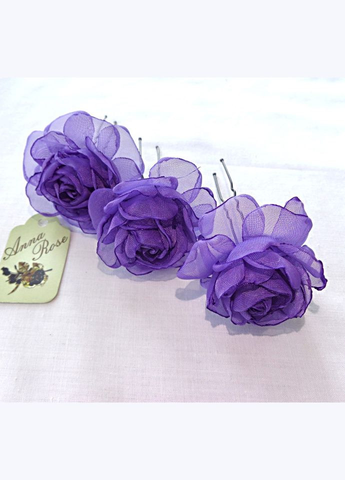 Брошь роза из ткани ручной работы "Сиреневый закат" No Brand (349842615)
