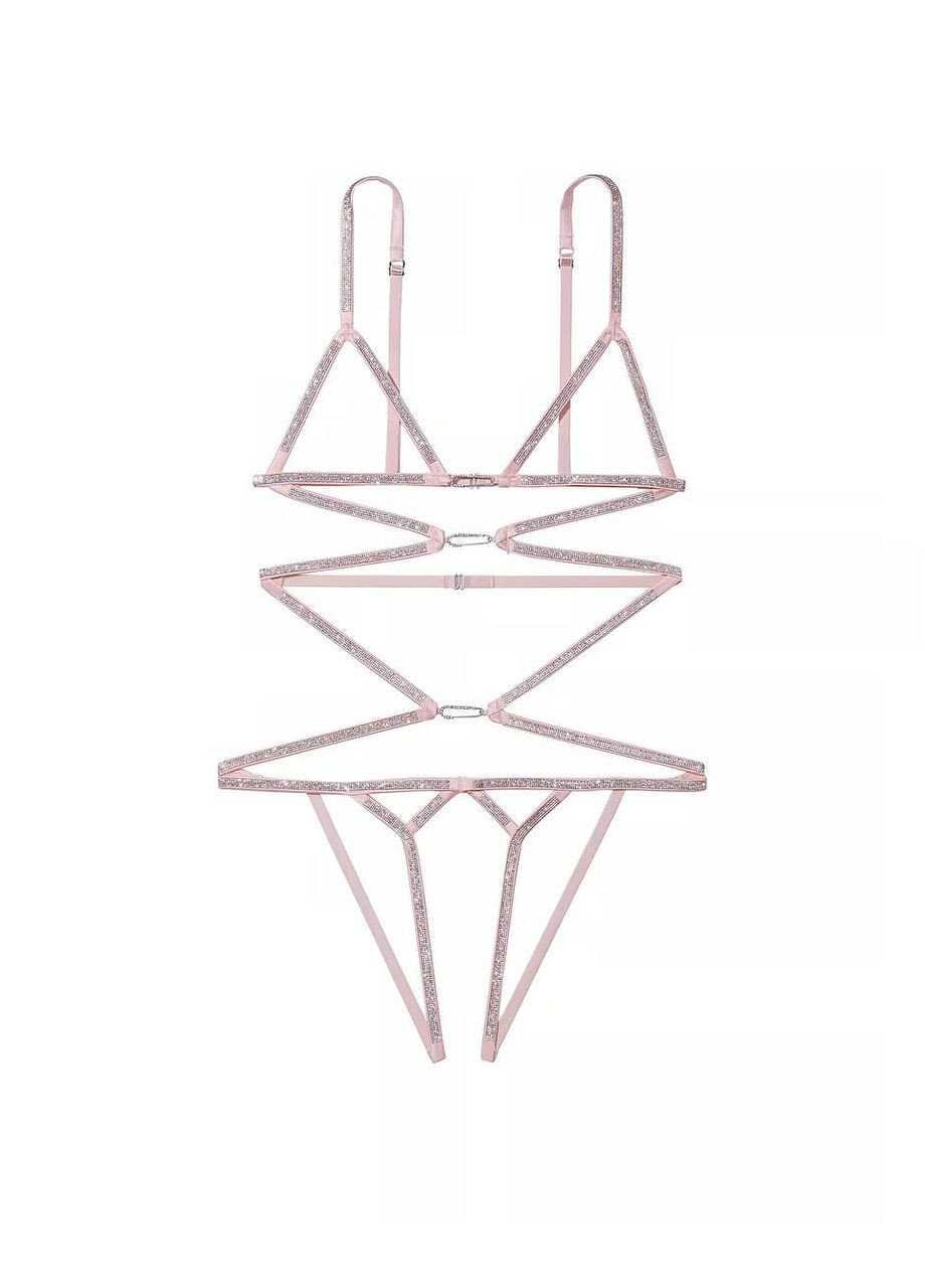 Боди со стразами в бандажном стиле Very Sexy Sugar Coated Rhinestone Crotchless Teddy M Розовый Victoria's Secret (332201266)