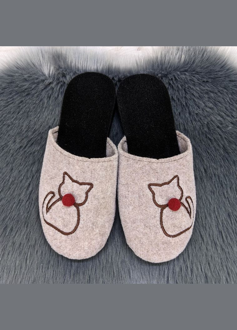 Бежевые тапочки домашние женские фетровые No Brand