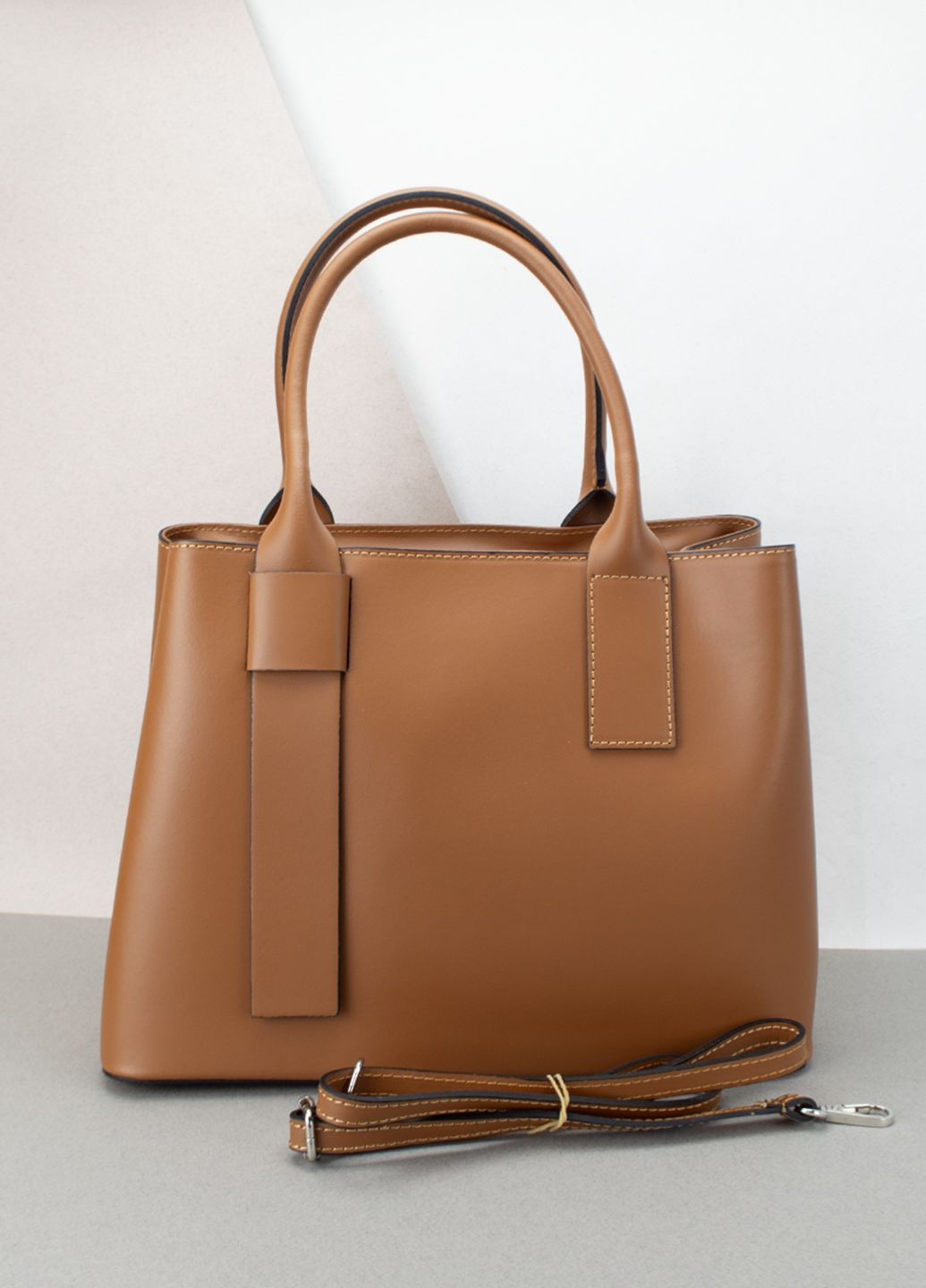 Сумка женская шопер кожаная 02816_L большая с 2 ручками темно-рыжая Virginia Conti (302793449)