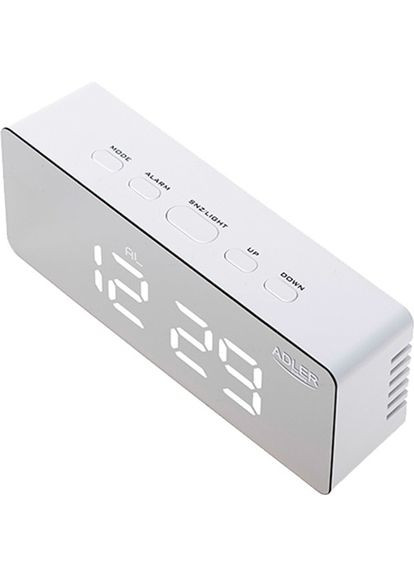 Настільний годинник-будильник AD 1189 white 5.5х8.2х14.8 см білий Adler (338182535)