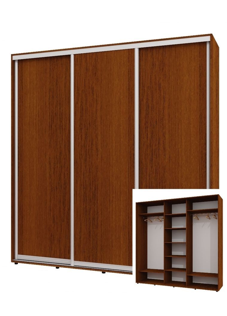 Шафа-купе тридверна 230*60*250 см Горіх лісовий 3 двері ДСП ШК-04 Алекса (360478797)