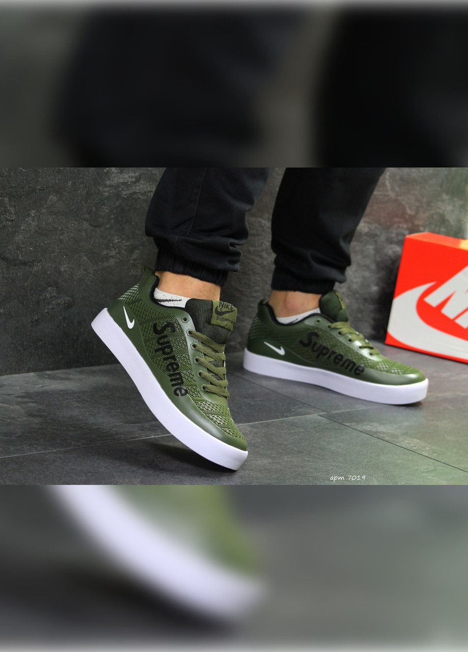 Зеленые демисезонные зеленые с бежевым демисезонные мужские кроссовки No Brand